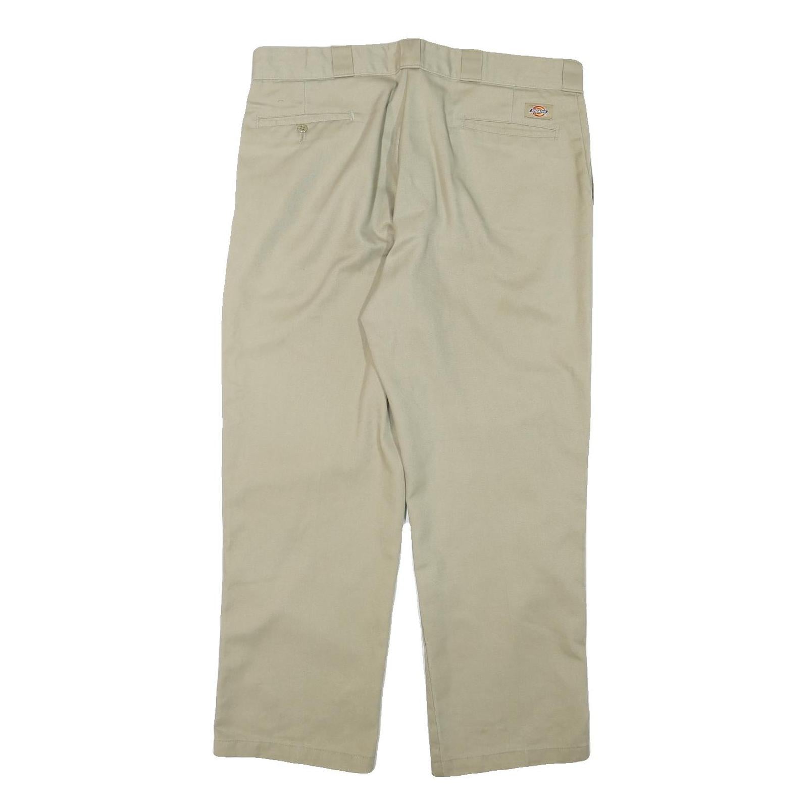 DICKIES Mens Cotton Blend Beige Regular Fit Straight Leg Trousers W37 L29