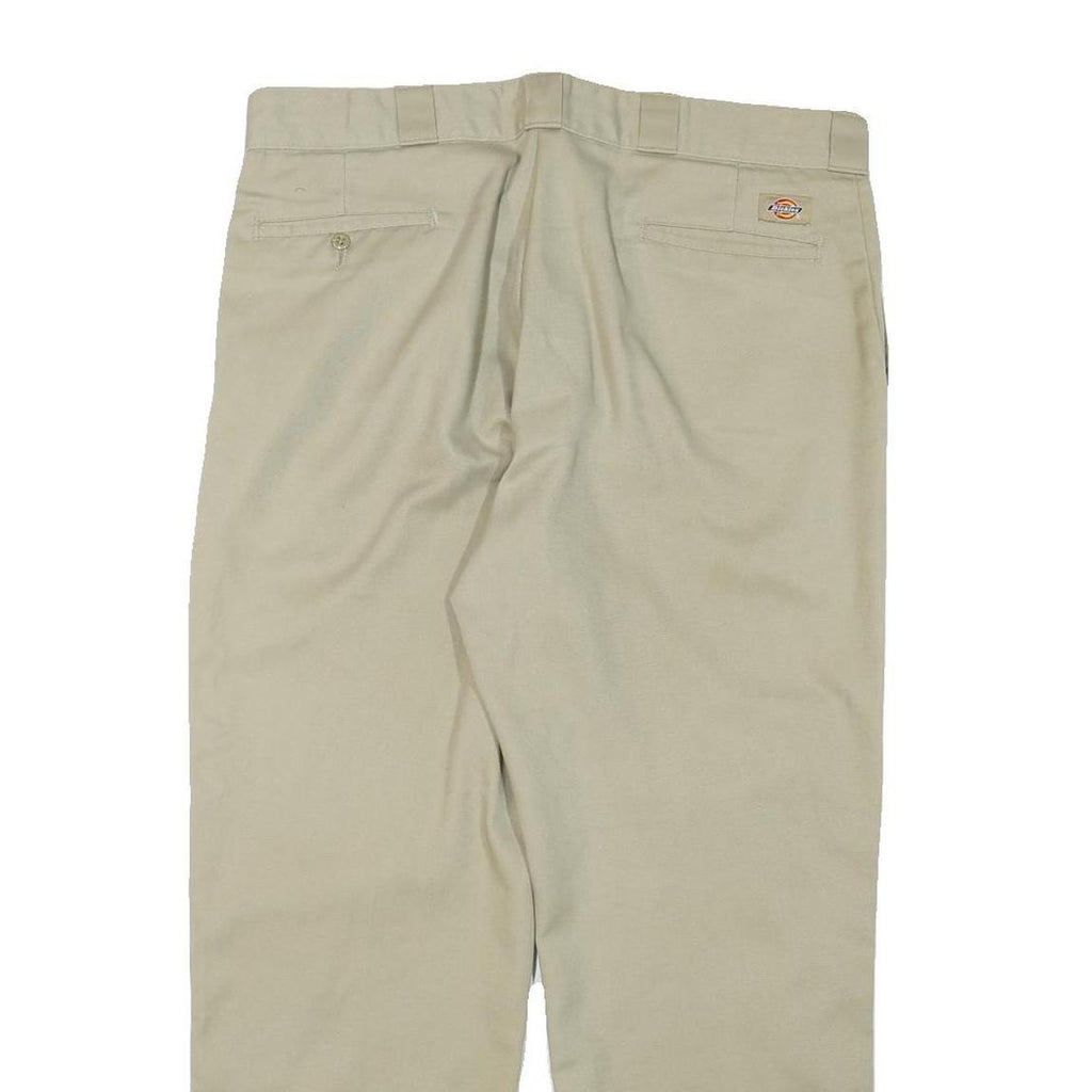 DICKIES Mens Cotton Blend Beige Regular Fit Straight Leg Trousers W37 L29