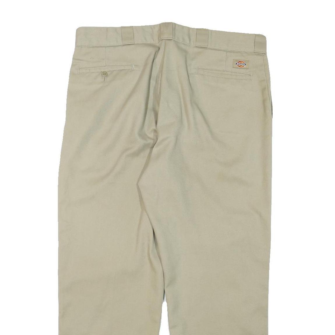 DICKIES Mens Cotton Blend Beige Regular Fit Straight Leg Trousers W37 L29