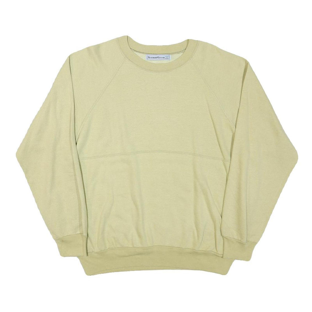 NORMAN GREEN Mens Beige Cotton Blend Crew Neck M Plain Pullover Sweatshirt