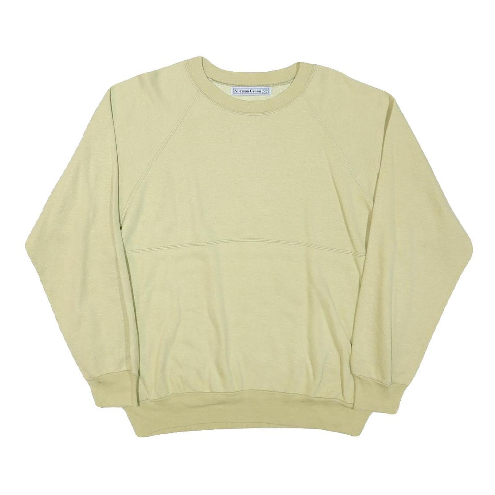 NORMAN GREEN Mens Beige Cotton Blend Crew Neck M Plain Pullover Sweatshirt