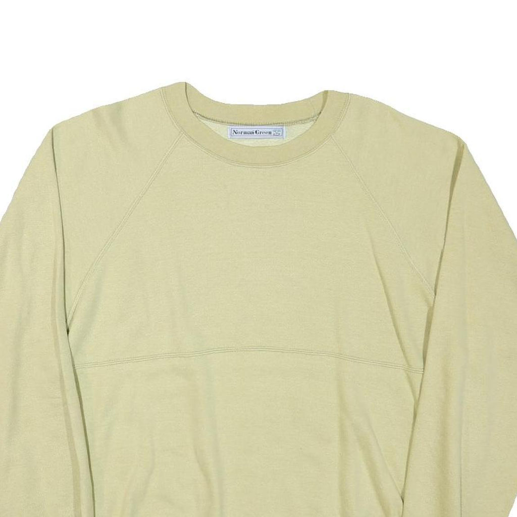 NORMAN GREEN Mens Beige Cotton Blend Crew Neck M Plain Pullover Sweatshirt