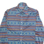 Womens Printed Shirt Blue Collared Long Sleeve 90s Fair Isle S