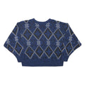 Womens Blue Patterned Jumper Crew Neck Regular Fit M Acrylic Knitwear
