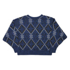 Womens Blue Patterned Jumper Crew Neck Regular Fit M Acrylic Knitwear