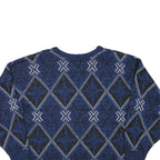 Womens Blue Patterned Jumper Crew Neck Regular Fit M Acrylic Knitwear