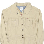 TOMMY HILFIGER Womens Beige Denim Jacket M Cotton Blend Button Front Casual