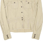 TOMMY HILFIGER Womens Beige Denim Jacket M Cotton Blend Button Front Casual