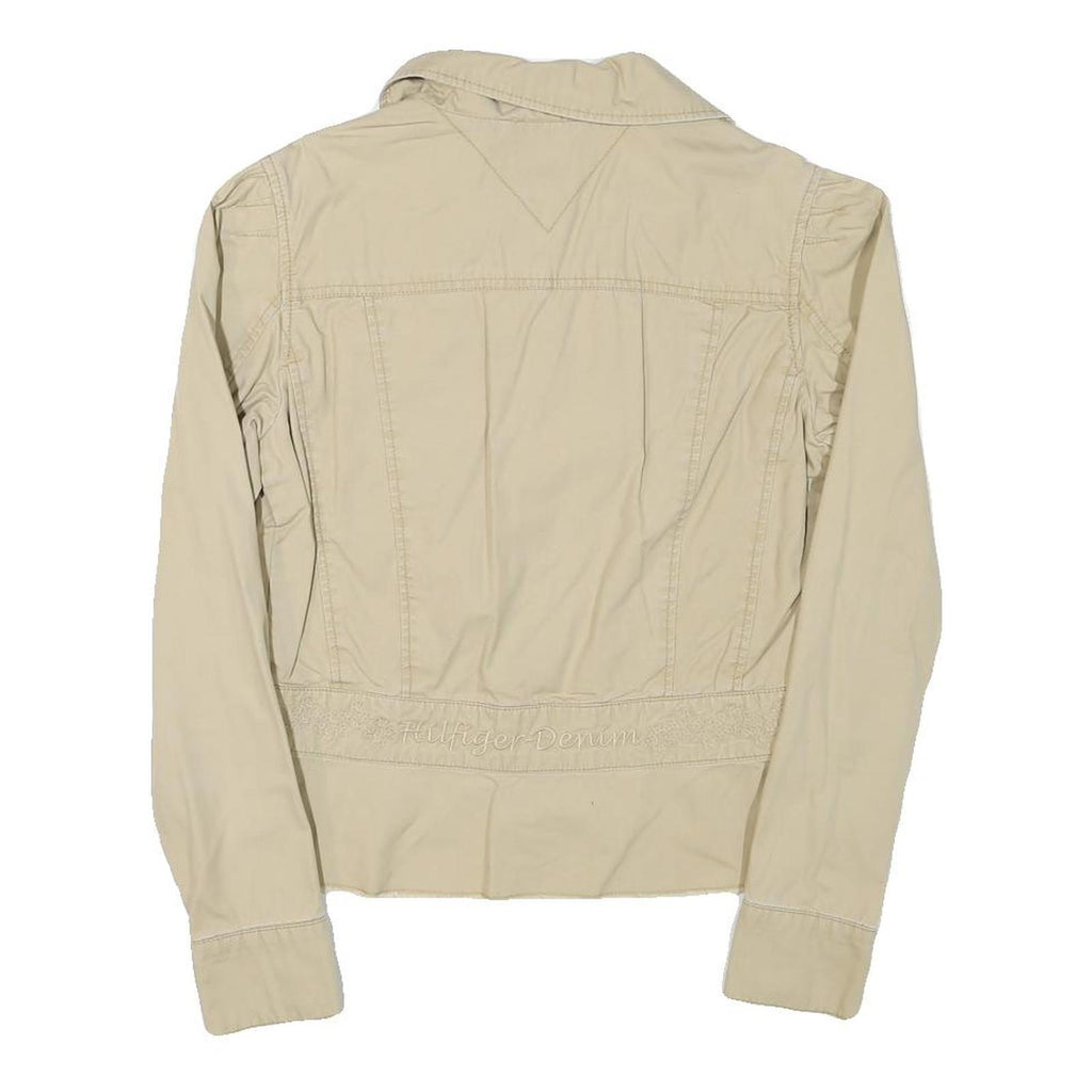 TOMMY HILFIGER Womens Beige Denim Jacket M Cotton Blend Button Front Casual