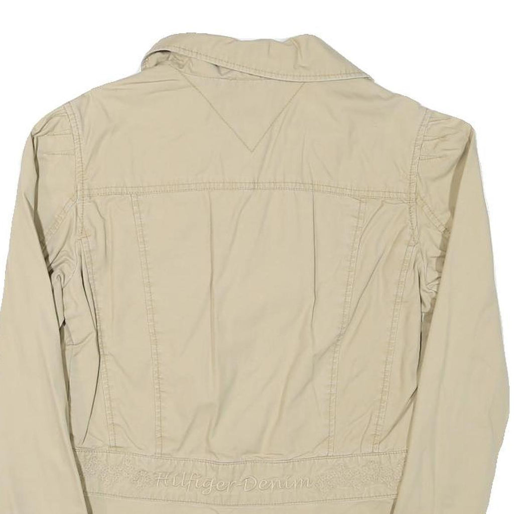 TOMMY HILFIGER Womens Beige Denim Jacket M Cotton Blend Button Front Casual