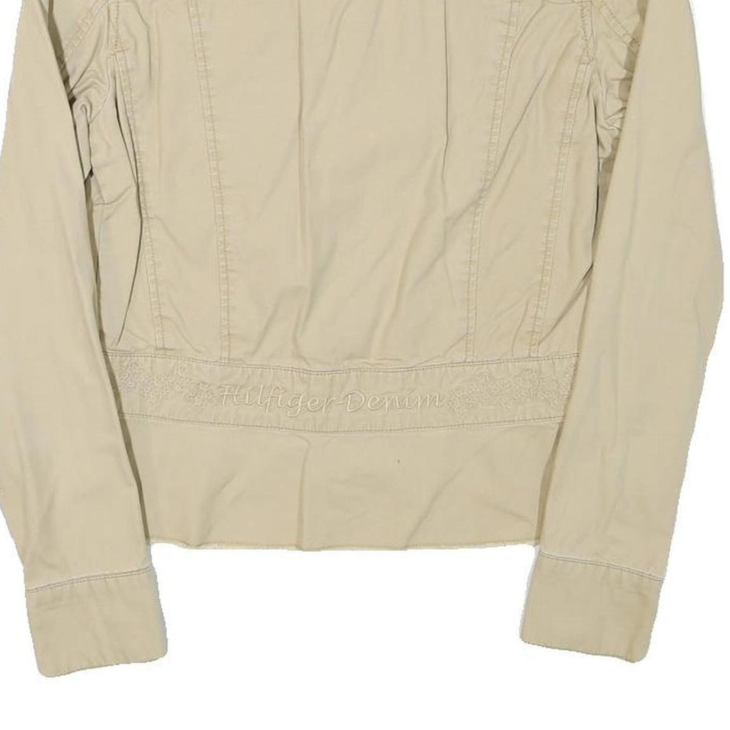TOMMY HILFIGER Womens Beige Denim Jacket M Cotton Blend Button Front Casual