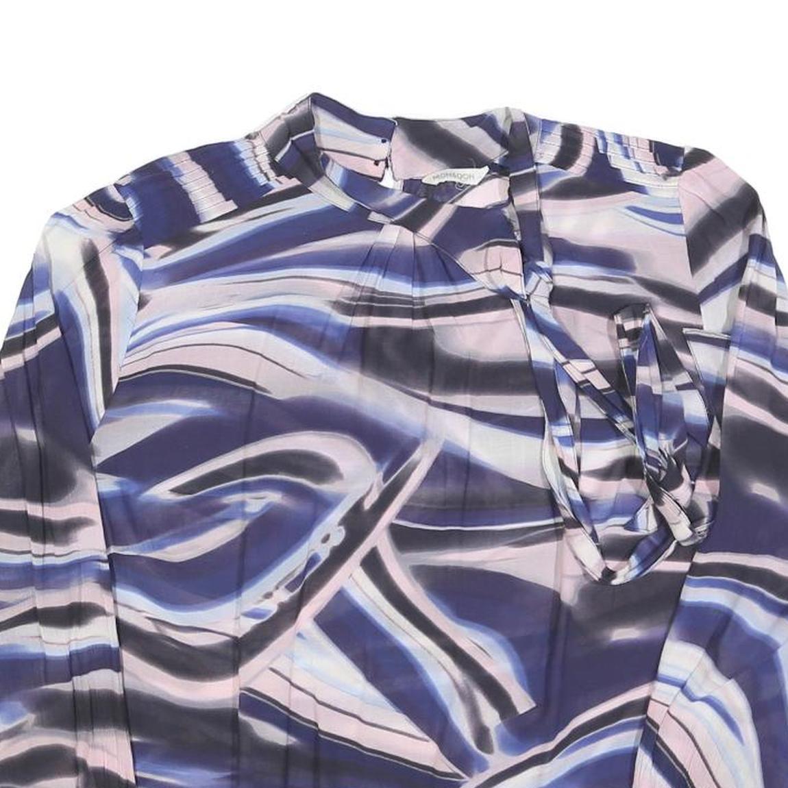 MONSOON Womens Blue & Pink Printed Blouse Long Sleeve Round Neck M Stylish Top