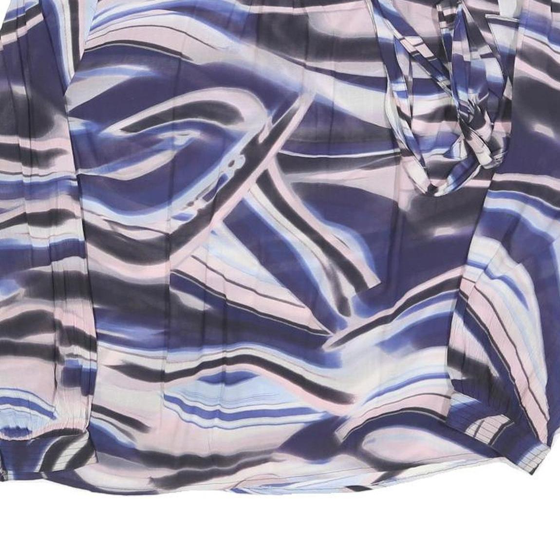 MONSOON Womens Blue & Pink Printed Blouse Long Sleeve Round Neck M Stylish Top