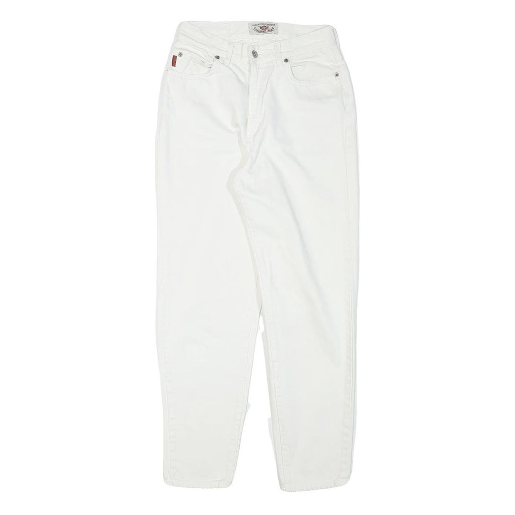 HIGHLANDS Womens Jeans White Relaxed Straight Denim W26 L29 Classic Fit Zip