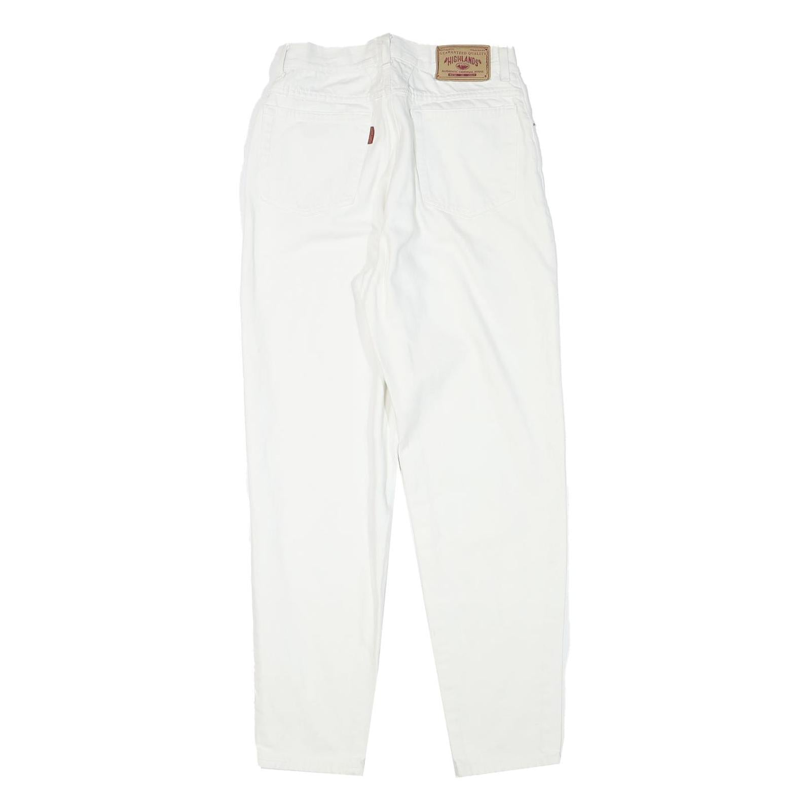 HIGHLANDS Womens Jeans White Relaxed Straight Denim W26 L29 Classic Fit Zip