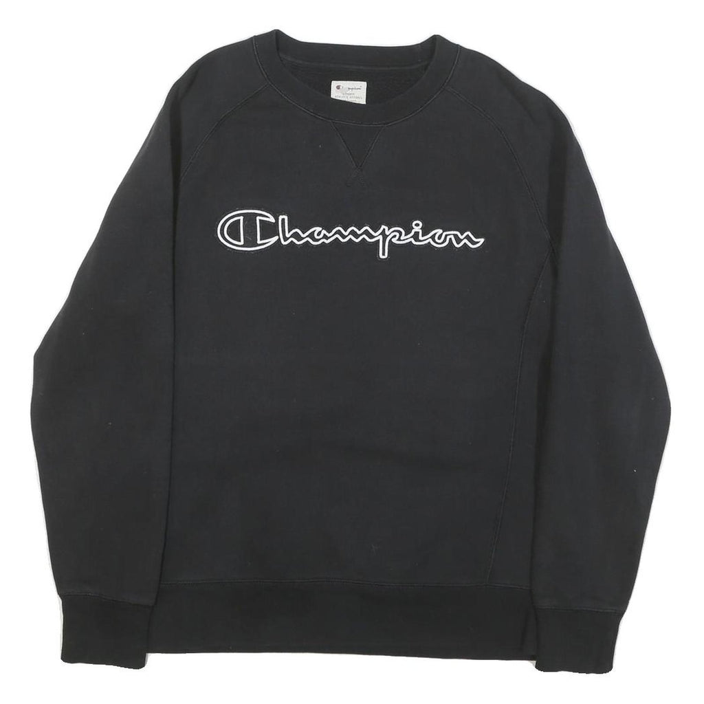 CHAMPION Mens Black Crew Neck M Cotton Blend Lightweight Sweatshirt