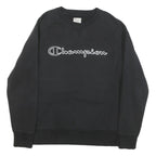 CHAMPION Mens Black Crew Neck M Cotton Blend Lightweight Sweatshirt