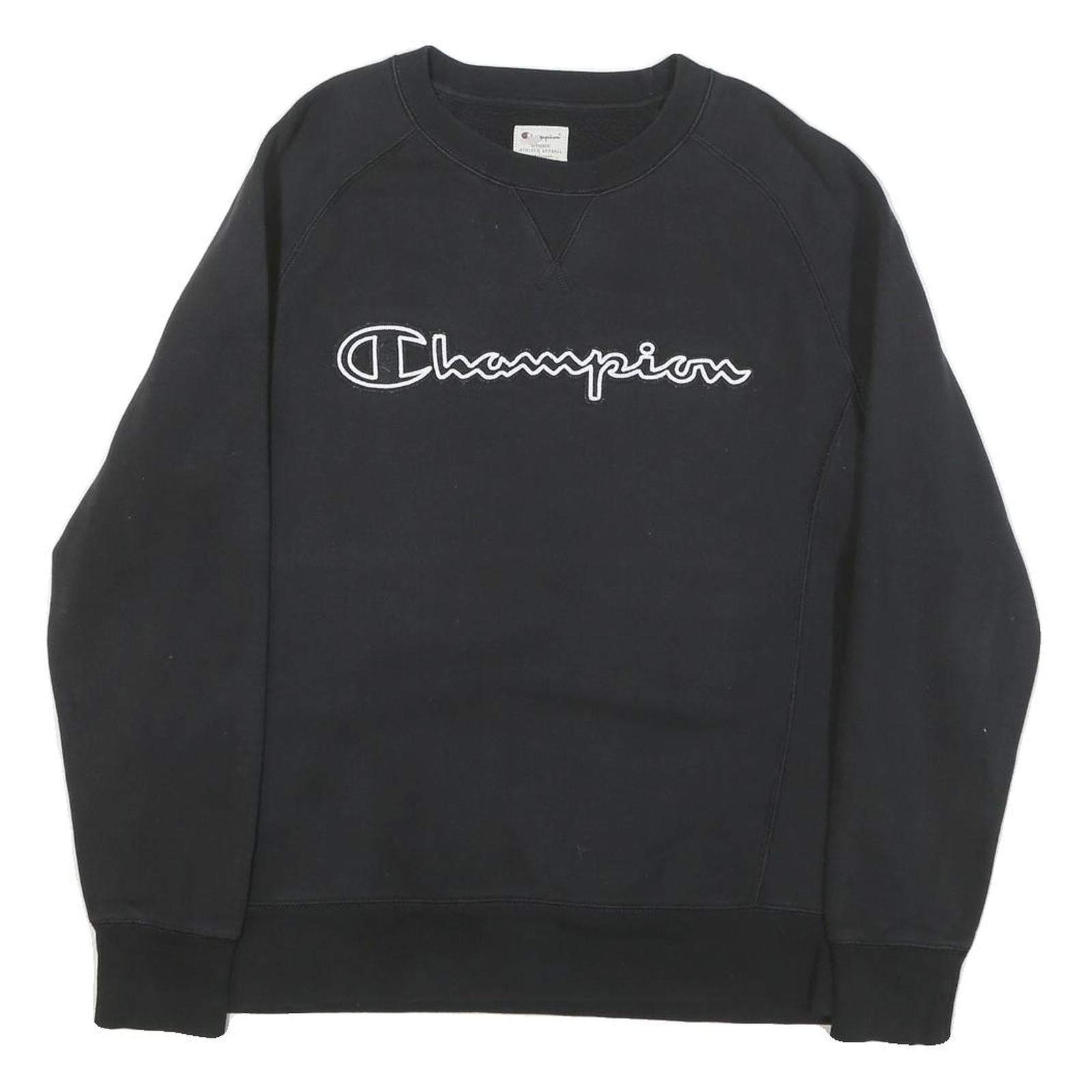 CHAMPION Mens Black Crew Neck M Cotton Blend Lightweight Sweatshirt