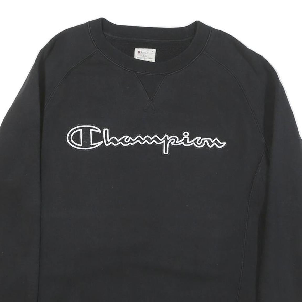 CHAMPION Mens Black Crew Neck M Cotton Blend Lightweight Sweatshirt