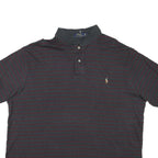 POLO RALPH LAUREN Mens Grey & Burgundy Striped Short Sleeve Polo Shirt 2XL