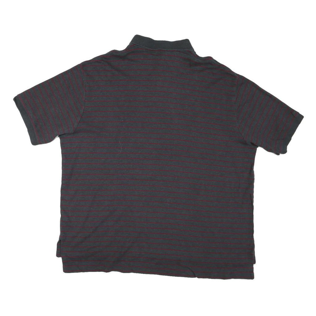 POLO RALPH LAUREN Mens Grey & Burgundy Striped Short Sleeve Polo Shirt 2XL
