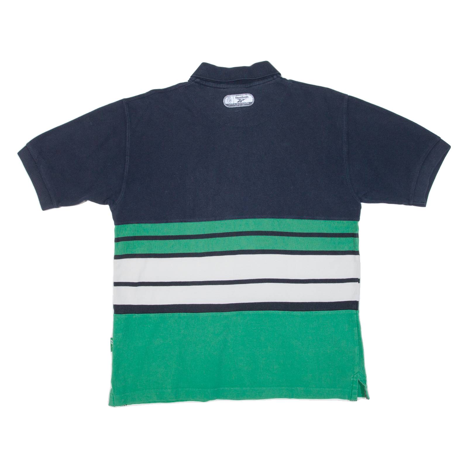REEBOK Mens Polo Shirt Green Striped XL