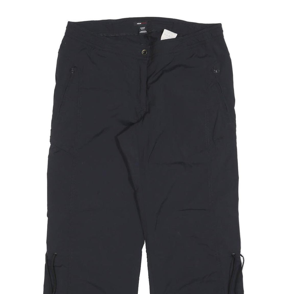 H&M Womens Polyester Blend Black Relaxed Cargo Trousers W32 L30 Zip Pocket