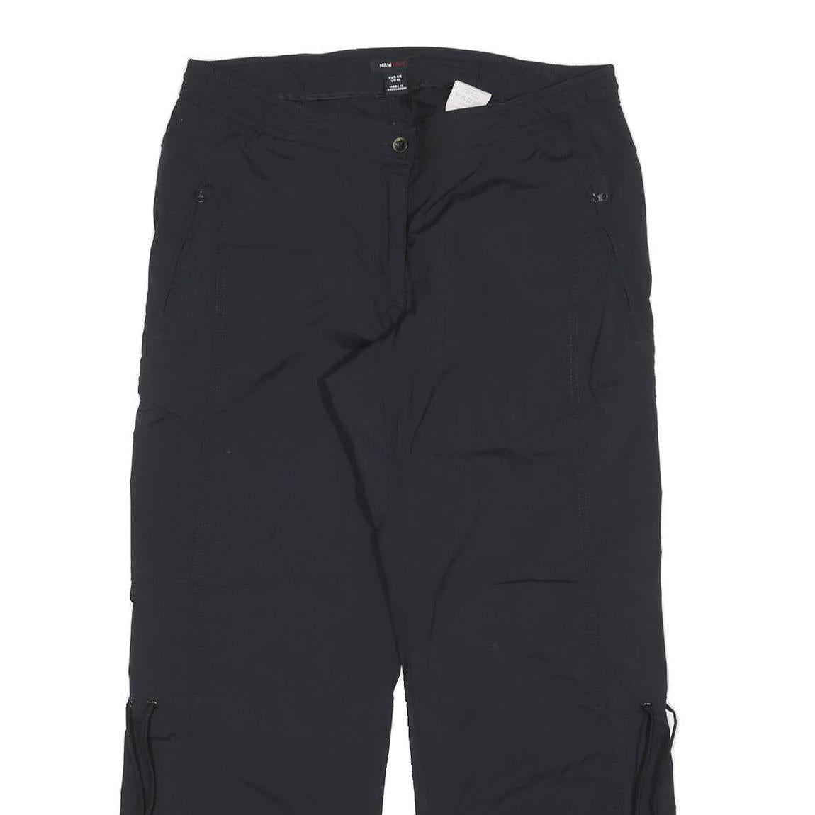 H&M Womens Polyester Blend Black Relaxed Cargo Trousers W32 L30 Zip Pocket