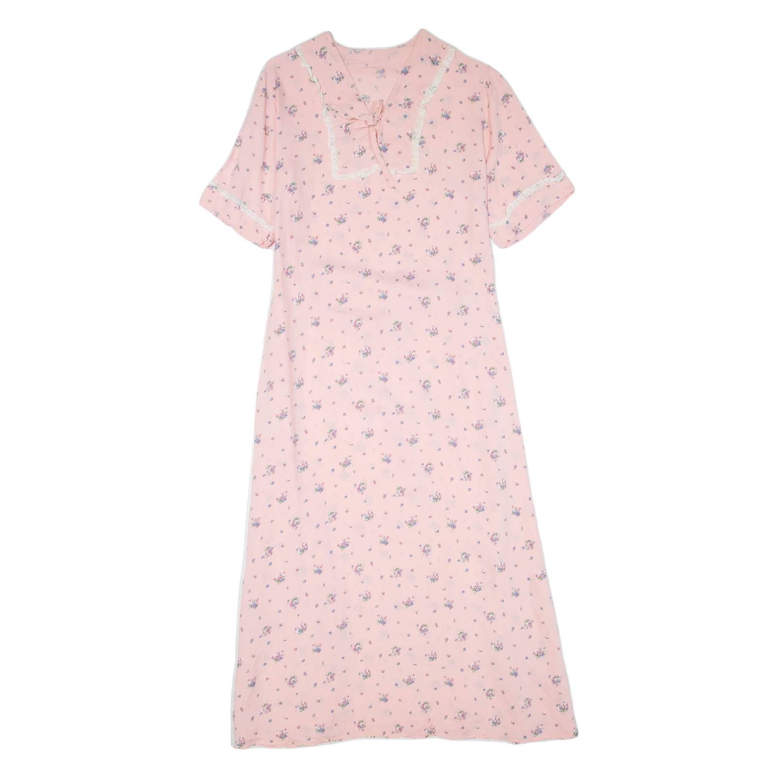 Womens Day Dress Pink Floral Short Sleeve Midi L