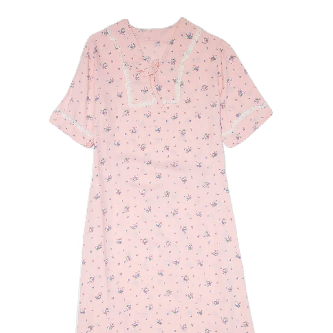 Womens Day Dress Pink Floral Short Sleeve Midi L