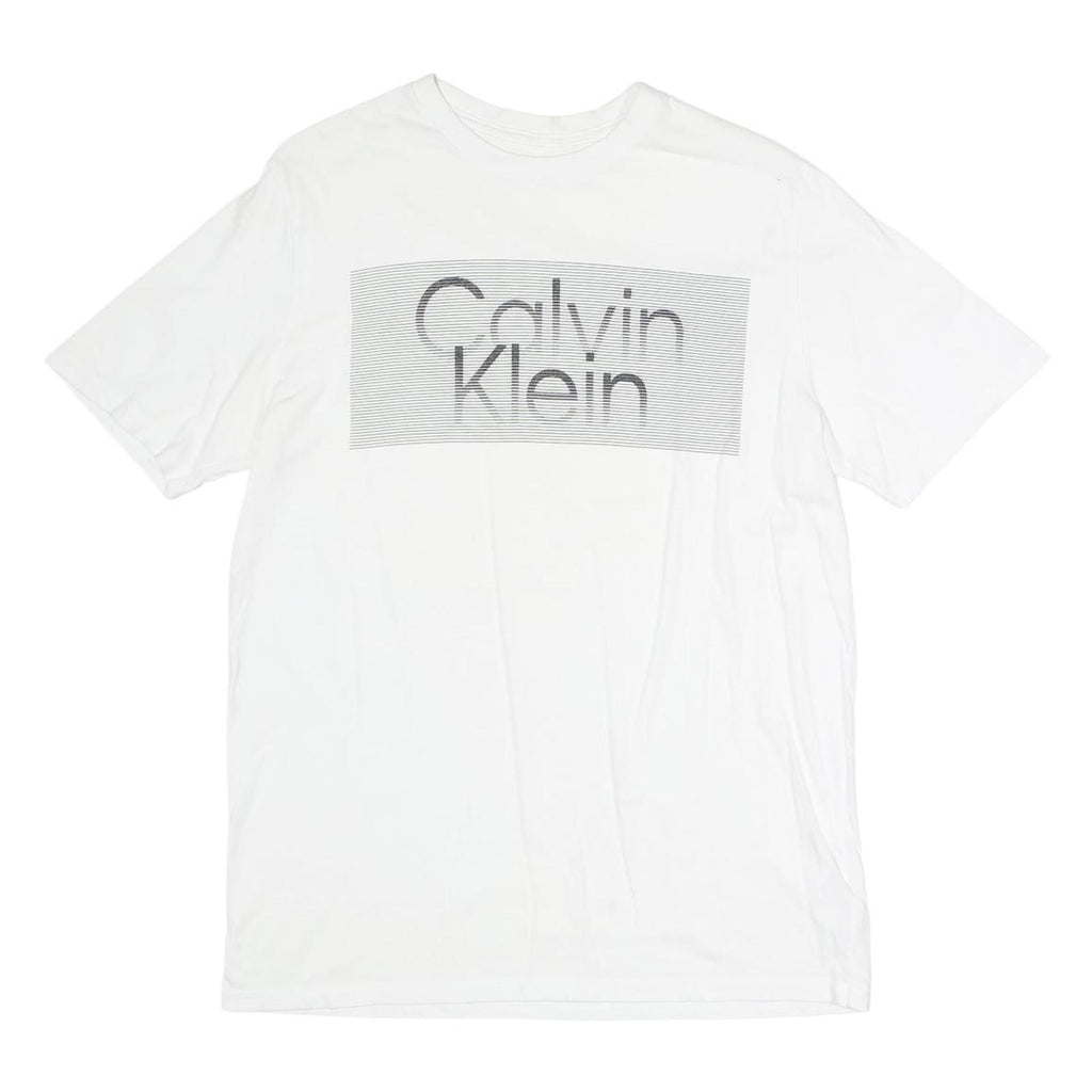 CALVIN KLEIN Mens White S Graphic T-Shirt Short Sleeve Crew Neck Logo Print