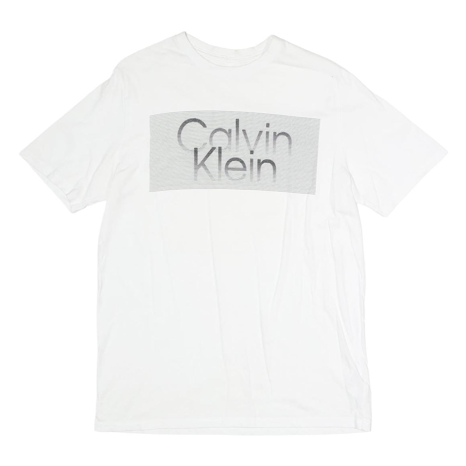 CALVIN KLEIN Mens White S Graphic T-Shirt Short Sleeve Crew Neck Logo Print