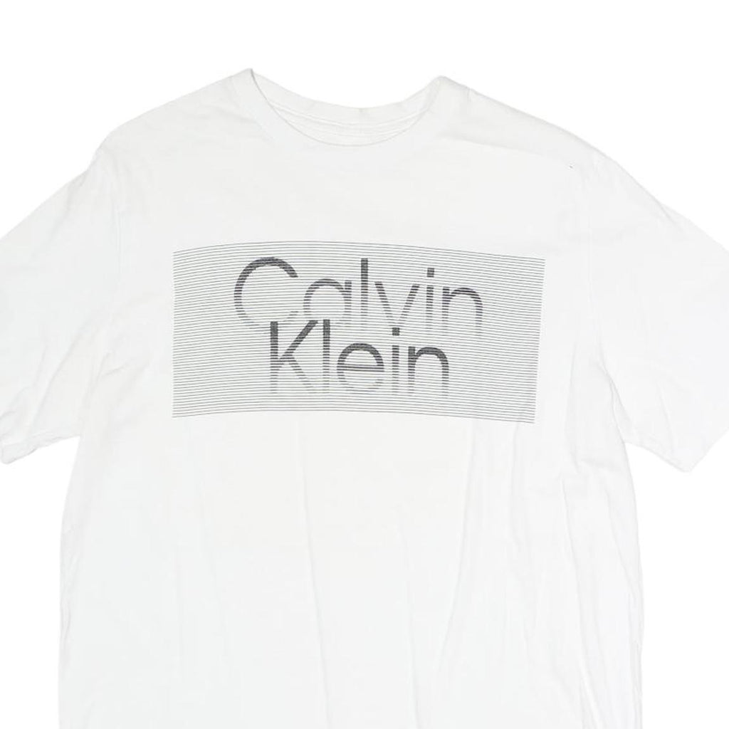 CALVIN KLEIN Mens White S Graphic T-Shirt Short Sleeve Crew Neck Logo Print