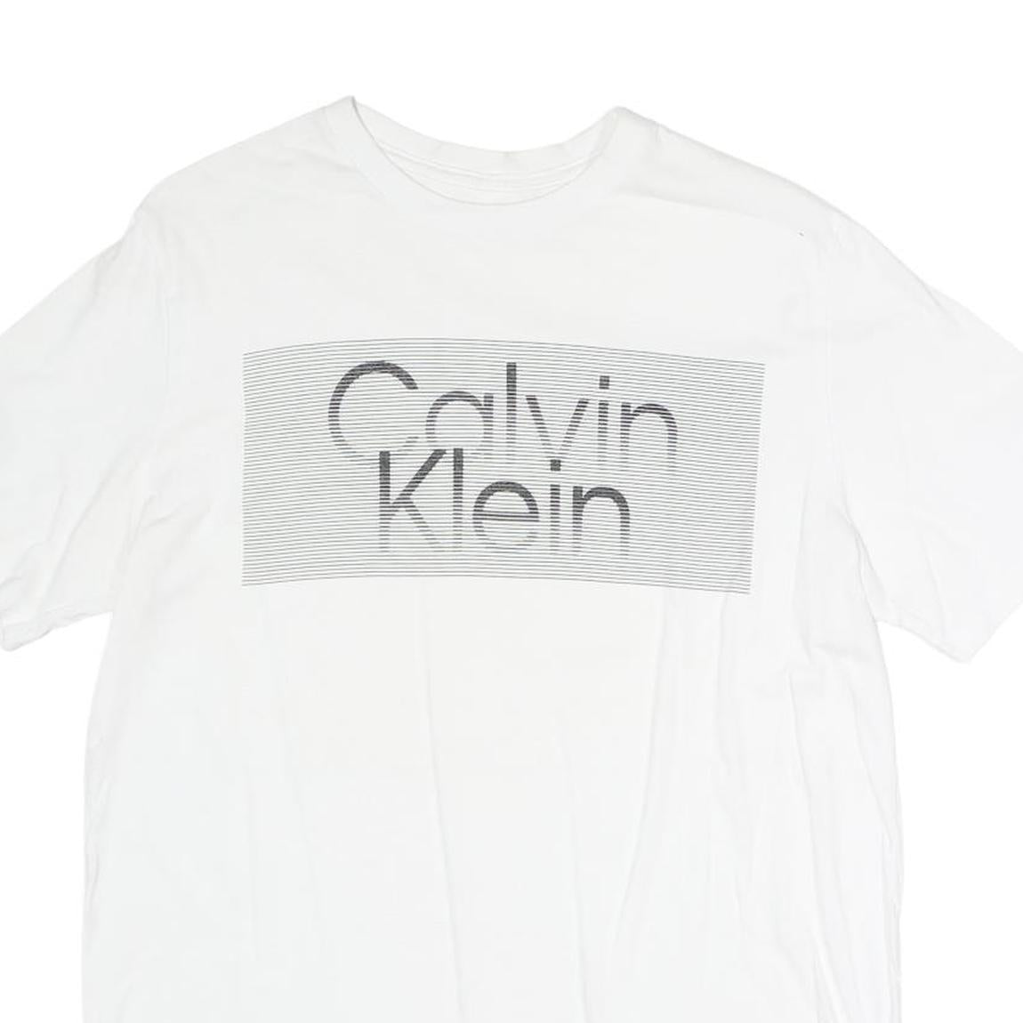 CALVIN KLEIN Mens White S Graphic T-Shirt Short Sleeve Crew Neck Logo Print