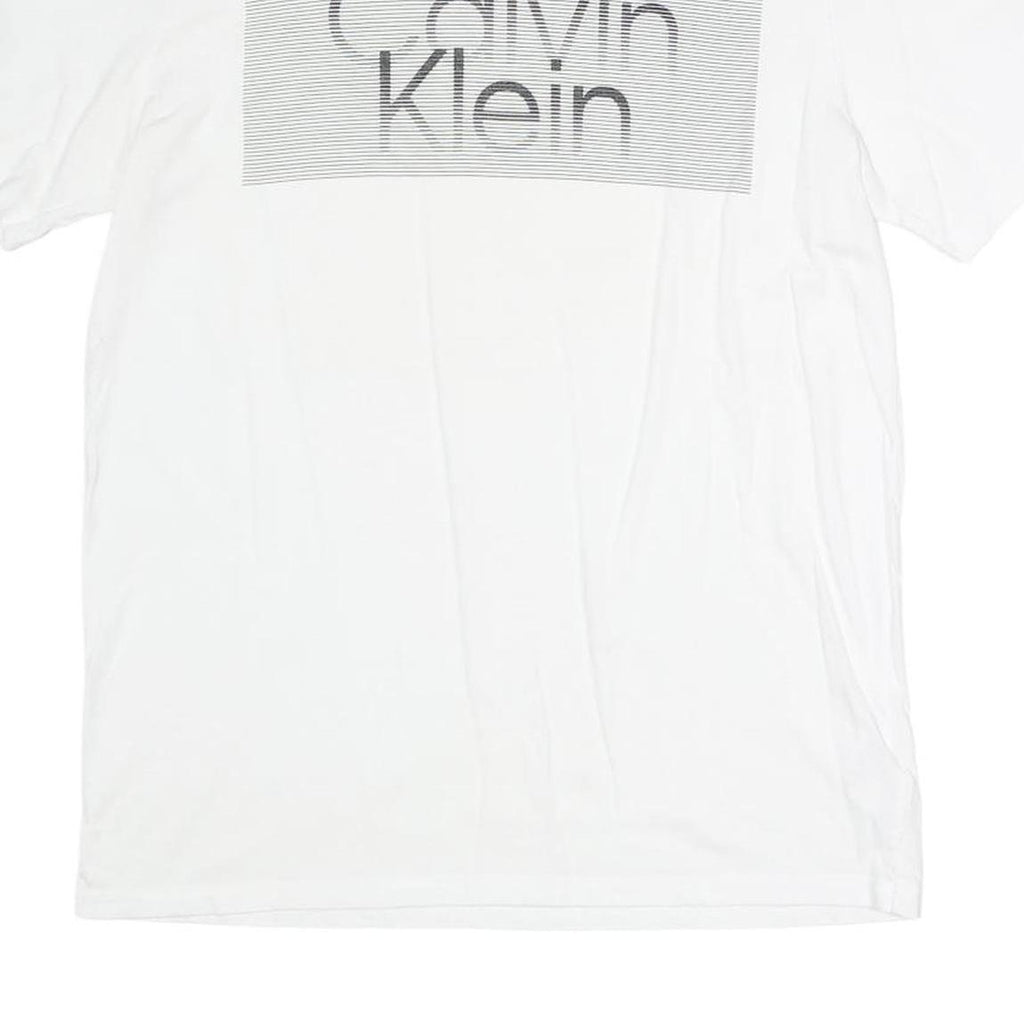 CALVIN KLEIN Mens White S Graphic T-Shirt Short Sleeve Crew Neck Logo Print