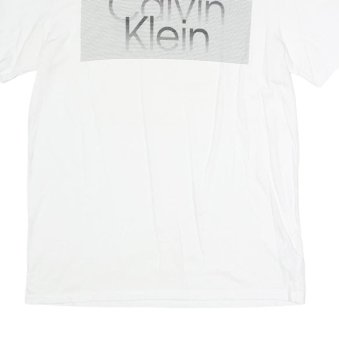 CALVIN KLEIN Mens White S Graphic T-Shirt Short Sleeve Crew Neck Logo Print
