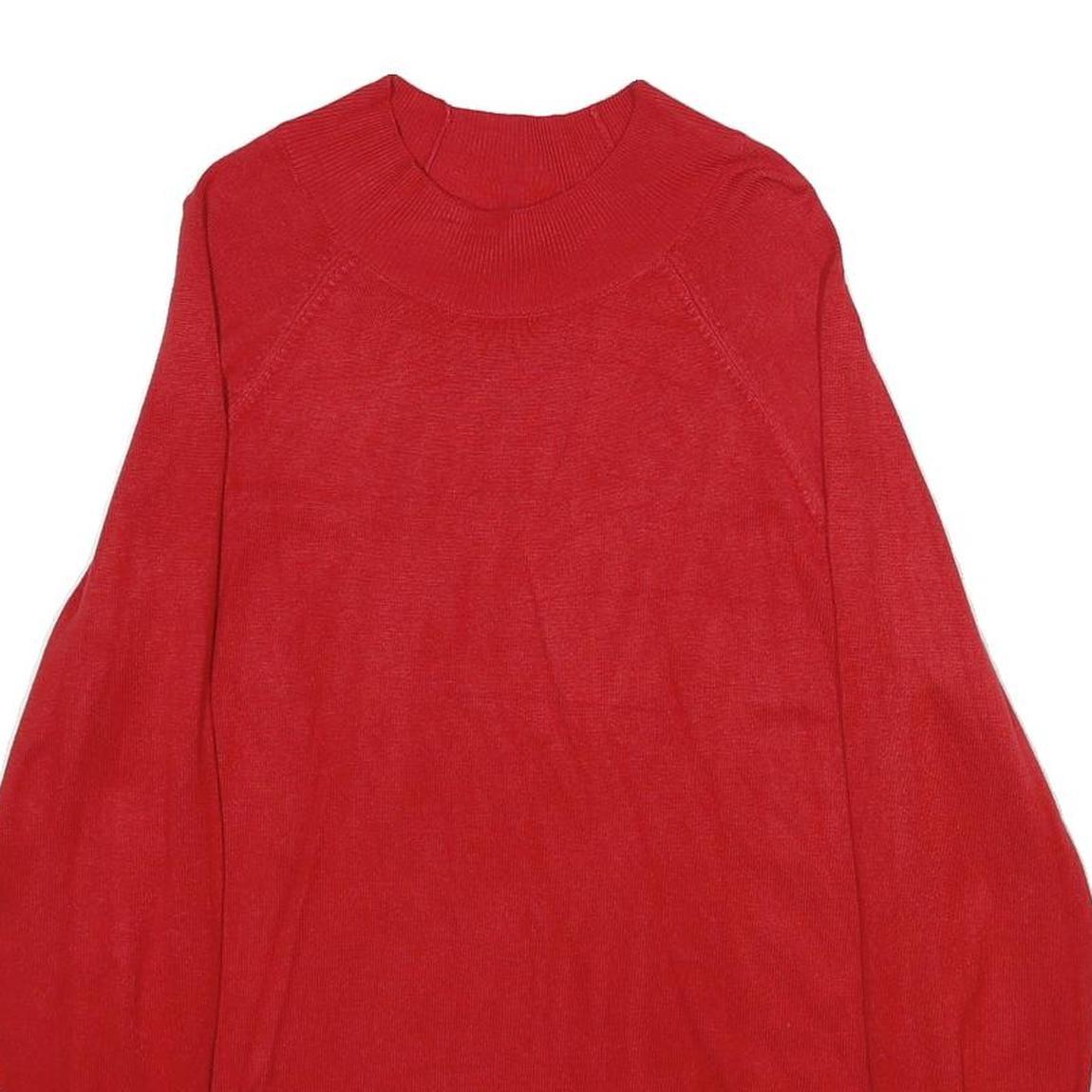 AMISU Womens Red Plain Pullover Round Neck Basic Knit Jumper L Casual Top