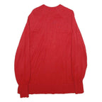 AMISU Womens Red Plain Pullover Round Neck Basic Knit Jumper L Casual Top