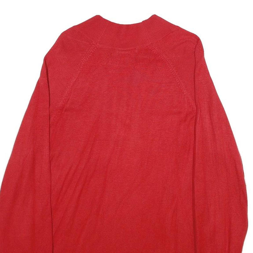 AMISU Womens Red Plain Pullover Round Neck Basic Knit Jumper L Casual Top