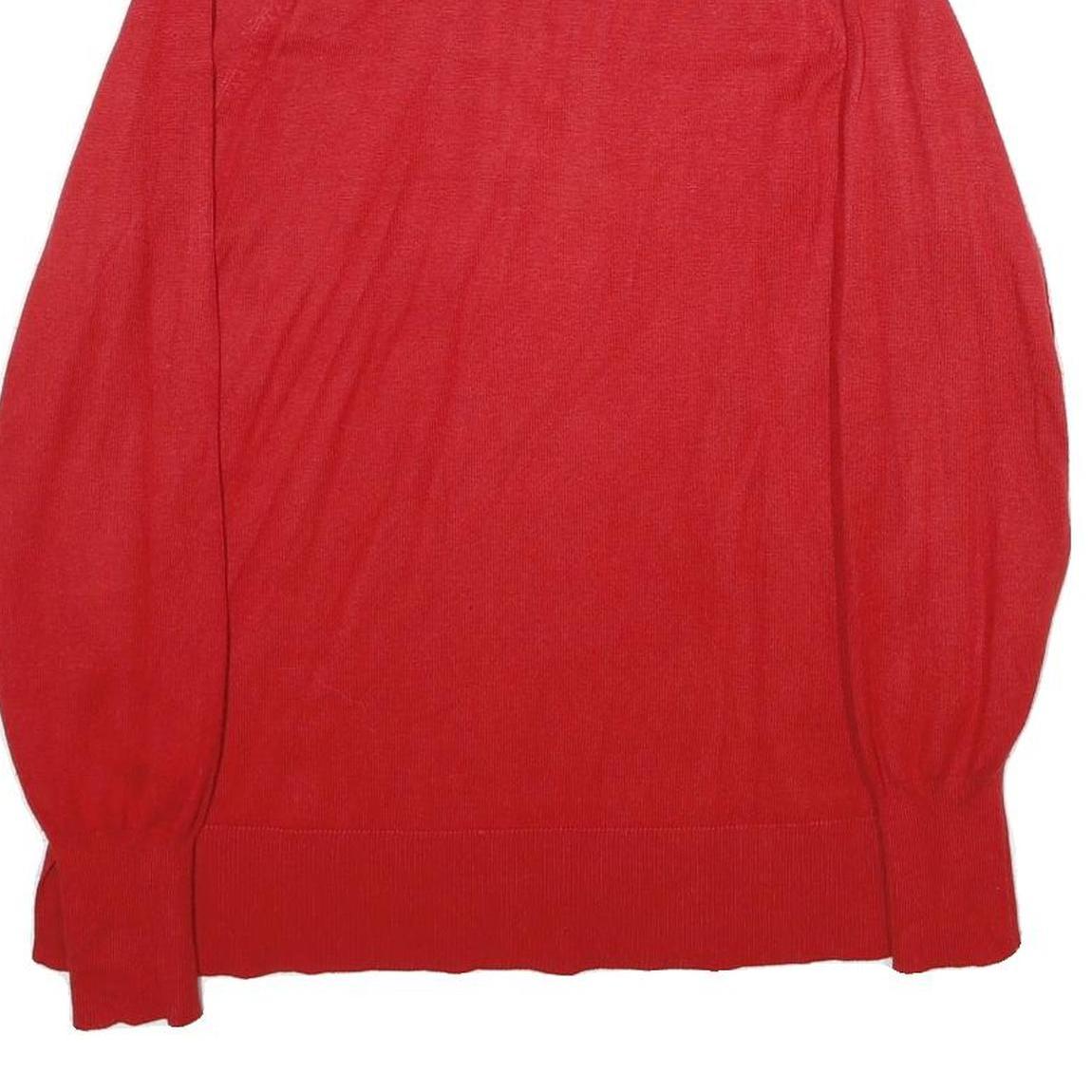 AMISU Womens Red Plain Pullover Round Neck Basic Knit Jumper L Casual Top
