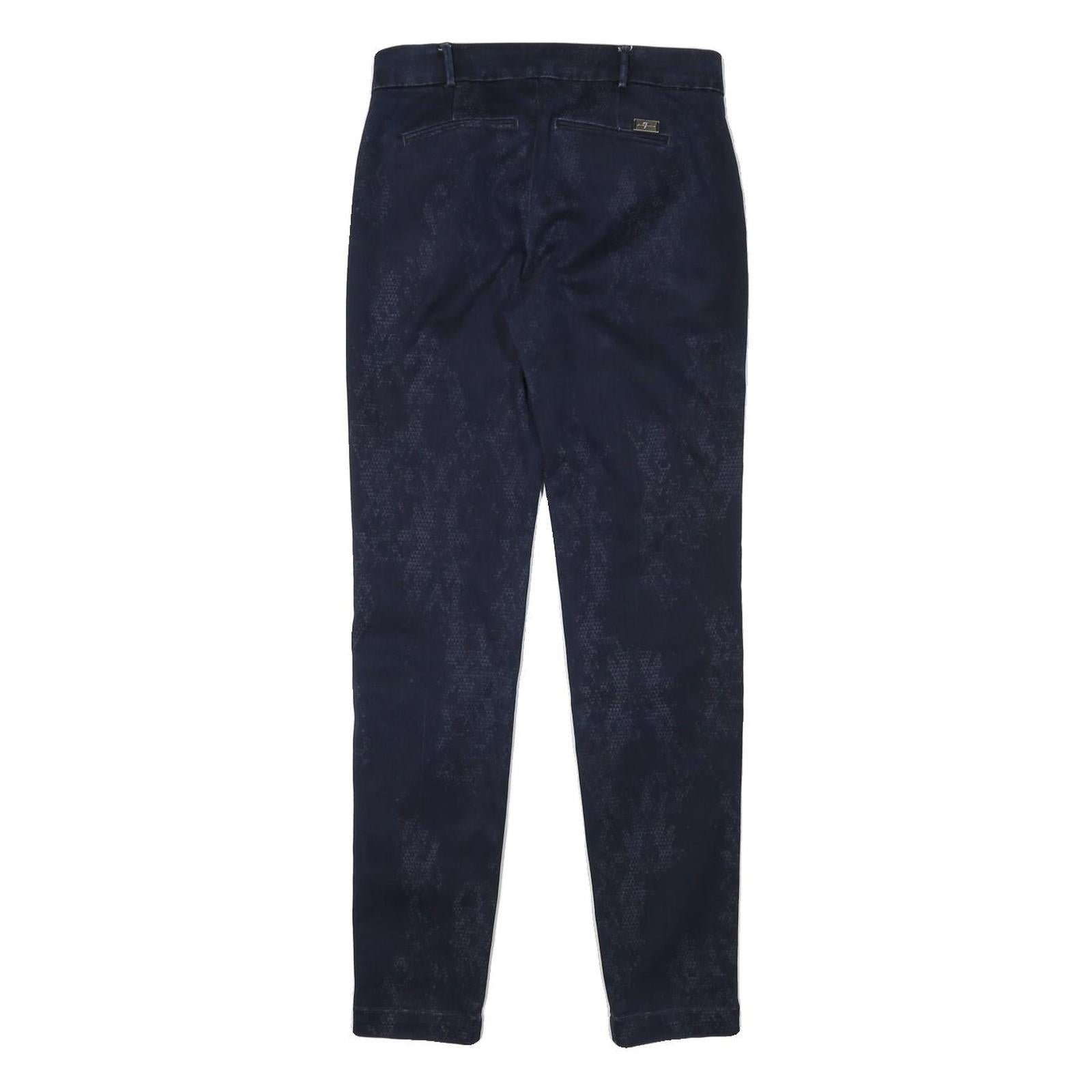 7 FOR ALL MANKIND Womens Cotton Blend Navy Slim Skinny Trousers W27 L30 Stylish
