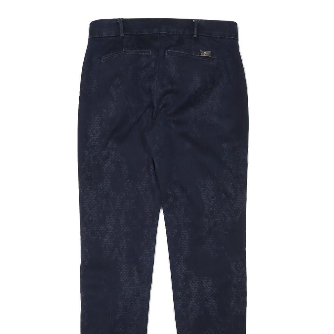 7 FOR ALL MANKIND Womens Cotton Blend Navy Slim Skinny Trousers W27 L30 Stylish