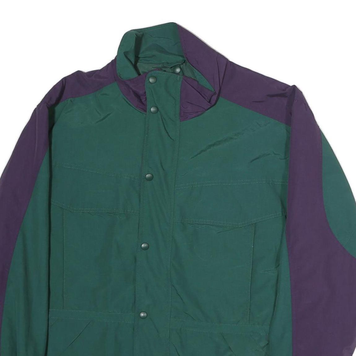 LOVING Mens Green & Purple Jacket M Polyester Zip Outdoor Casual
