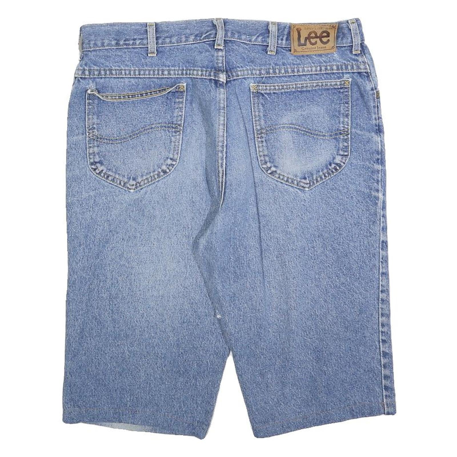 LEE Mens Denim Blue Casual Shorts L W34 Classic Cotton Blend Comfortable Fit