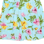 CATHY DENIS Womens Blue Floral Swing Midi Viscose Skirt L Tiered Casual