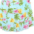 CATHY DENIS Womens Blue Floral Swing Midi Viscose Skirt L Tiered Casual