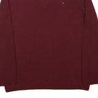 TOMMY HILFIGER Boys Maroon Plain V Neck Basic Knit Jumper L Cotton Blend