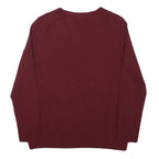 TOMMY HILFIGER Boys Maroon Plain V Neck Basic Knit Jumper L Cotton Blend
