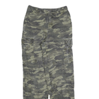 BAC Womens Cotton Blend Green Camouflage Regular Fit Tapered Trousers W24 L29
