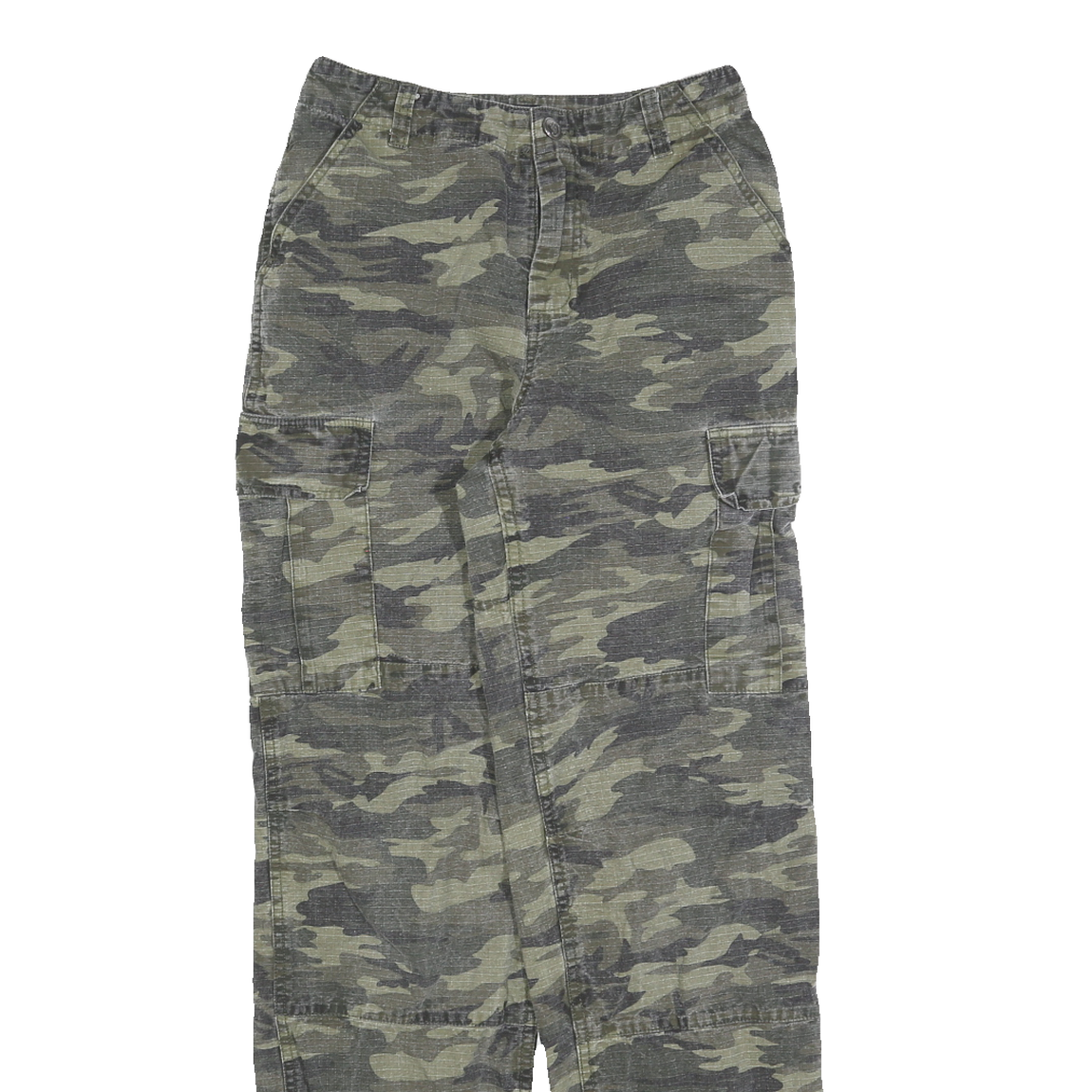 BAC Womens Cotton Blend Green Camouflage Regular Fit Tapered Trousers W24 L29